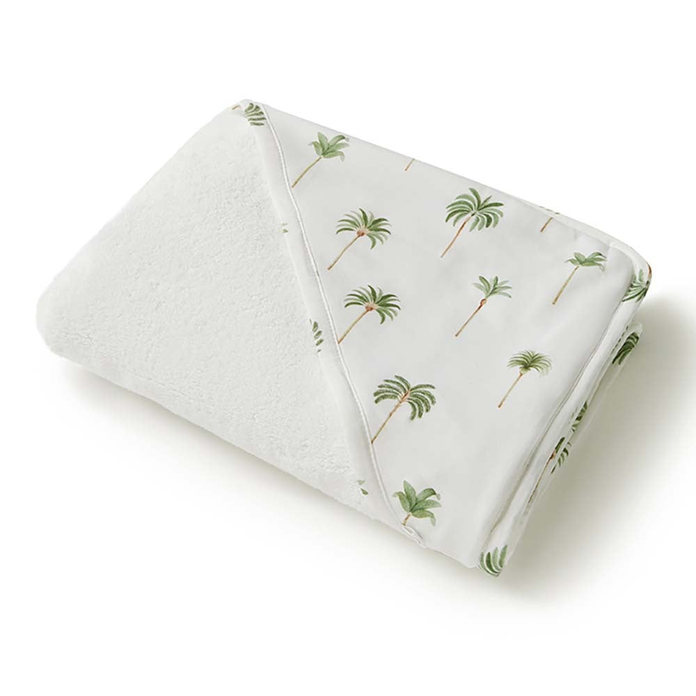 Organic Hooded Baby Towel - Green Palm