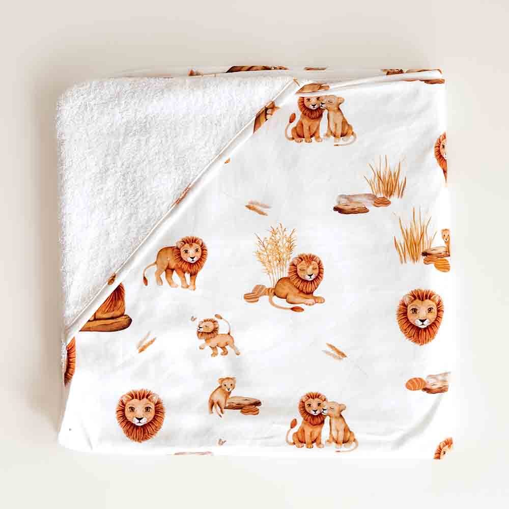 Organic Hooded Baby Towel - Lion