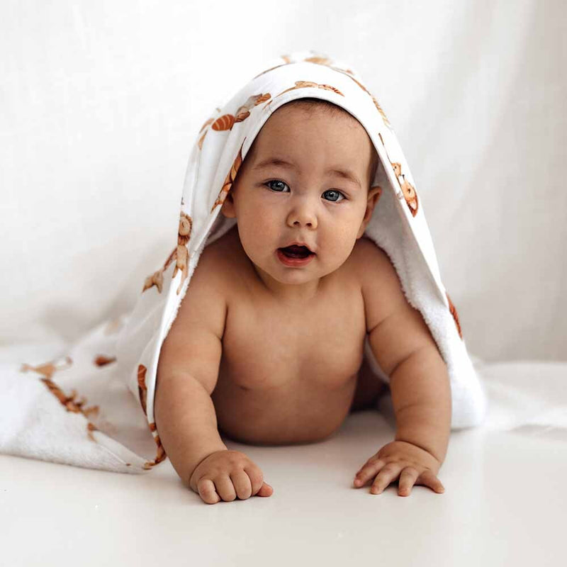 Organic Hooded Baby Towel - Lion