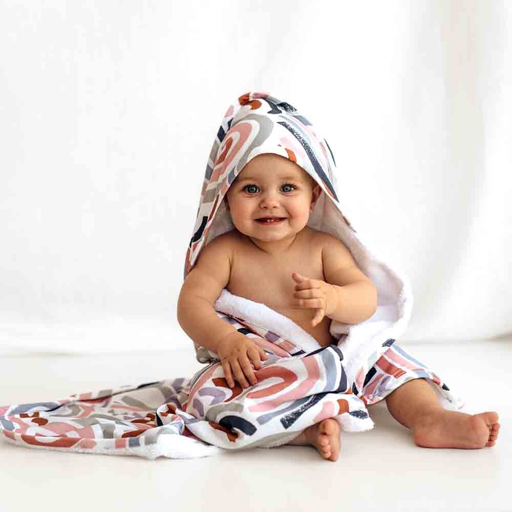 Organic Hooded Baby Towel - Rainbow Baby