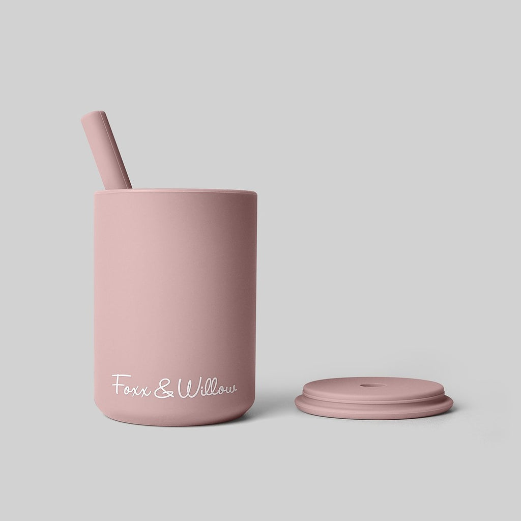Silicone Cup & Straw - Dusty Blush