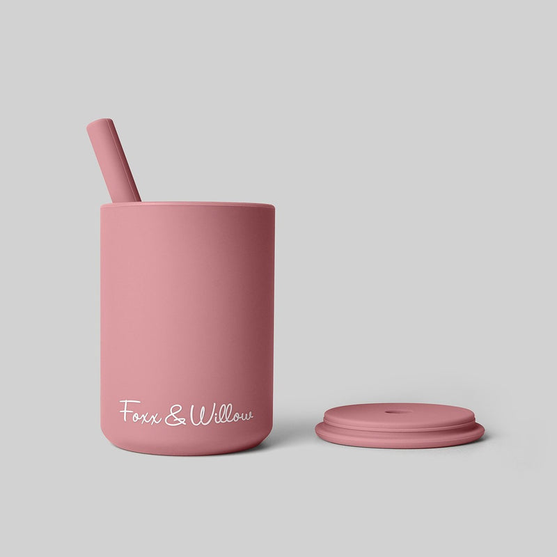 Silicone Cup & Straw - Rose