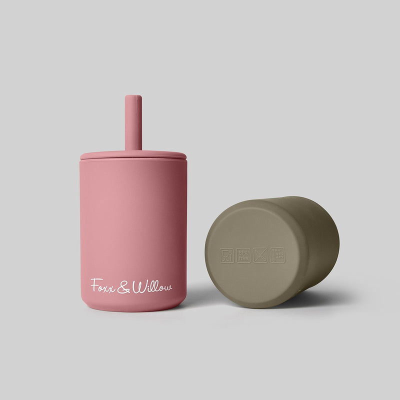 Silicone Cup & Straw - Rose