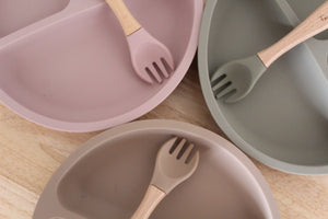 Silicone Suction 'Your Plate + Fork' Set - Blush