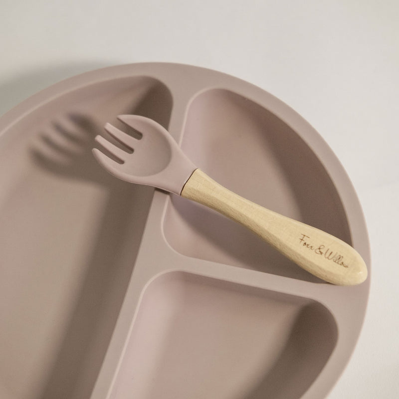 Silicone Suction 'Your Plate + Fork' Set - Cinnamon