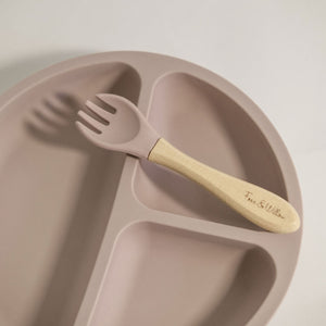 Silicone Suction 'Your Plate + Fork' Set - Dusty Sage