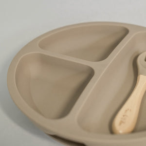 Silicone Suction 'Your Plate + Fork' Set - Cinnamon
