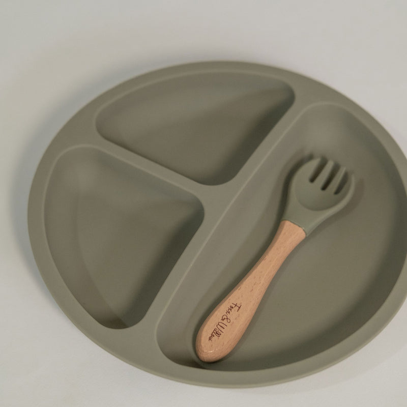Silicone Suction 'Your Plate + Fork' Set - Rose
