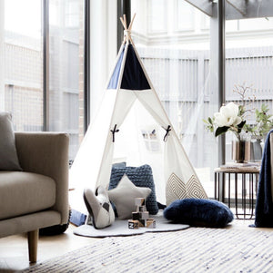 Teepee Tent - Gold Cloud (Navy Blue)