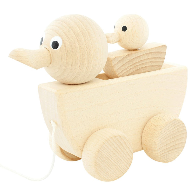 Wooden Pull Along Duck with Duckling - Raw - Gracie