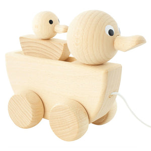 Wooden Pull Along Duck with Duckling - Raw - Gracie