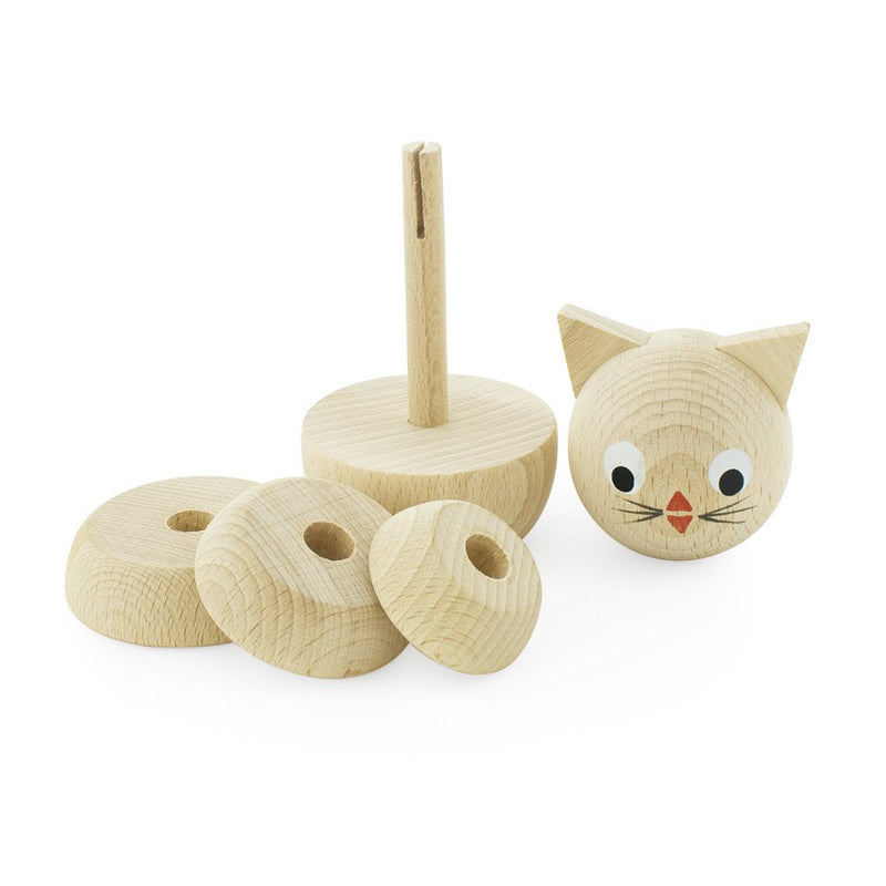 Wooden Stacking Puzzle Cat Raw - Whiskers